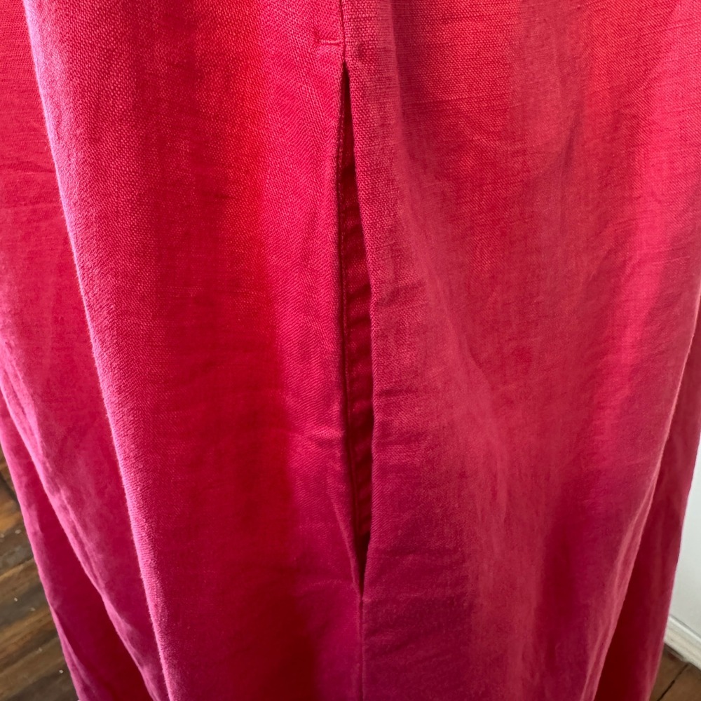 Eileen Fisher Organic Linen Square Neck Midi Dress Fuchsia Pink Womens Large - Picture 8 of 8